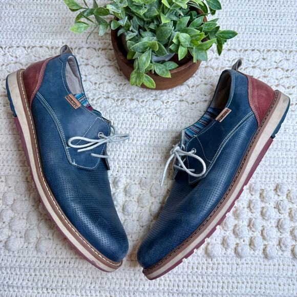 PIKOLINOS Men's 45 US 11, 11.5 Olvera Lace Up Oxford Leather Shoes Blue Brown - Picture 3 of 12